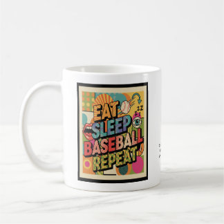 Baseball Essen Schlafen Wiederholen Pop Art Person Kaffeetasse