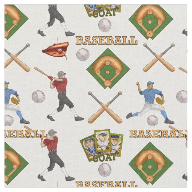Baseball-Fabric mit Spielern in Aktion Stoff (Nahaufnahme)