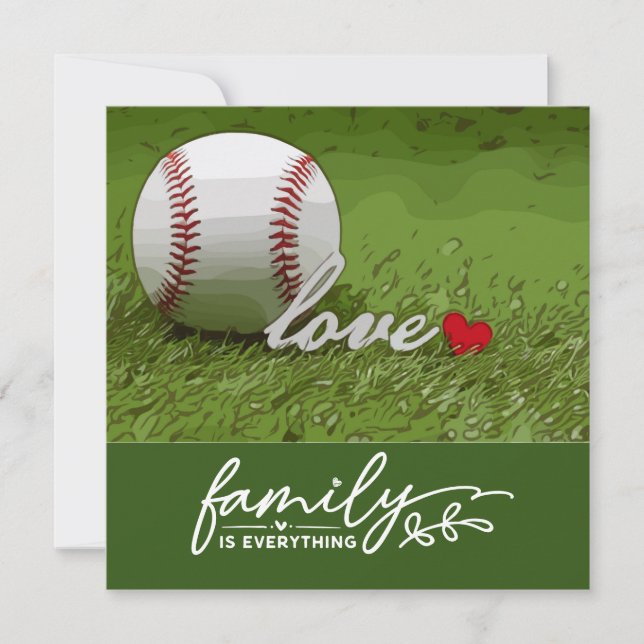 Baseball-Familie ist alles mit Liebe auf grün (Vorderseite)