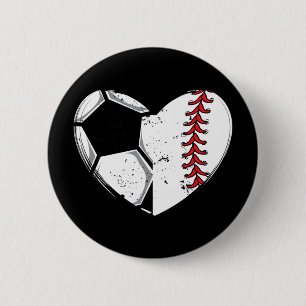 Baseball-Fan Herz Fußballspieler Geschenk Team Tra Button