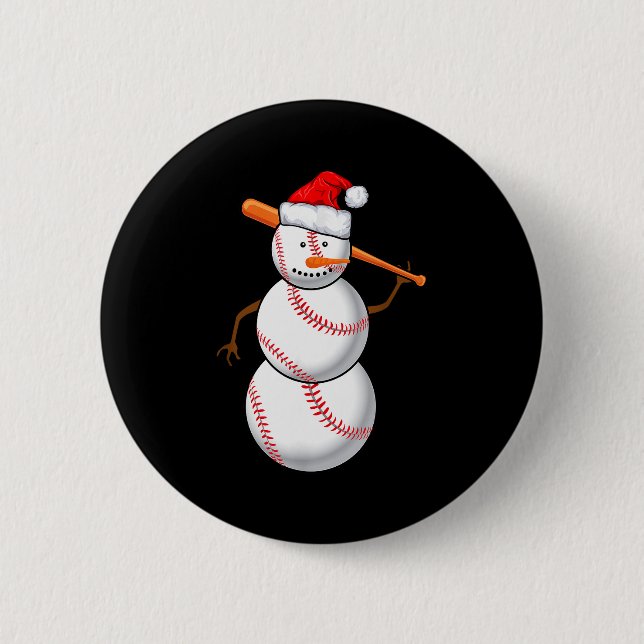 Baseball-Fan-Schneemann Lustiges Weihnachtsgeschen Button (Vorderseite)
