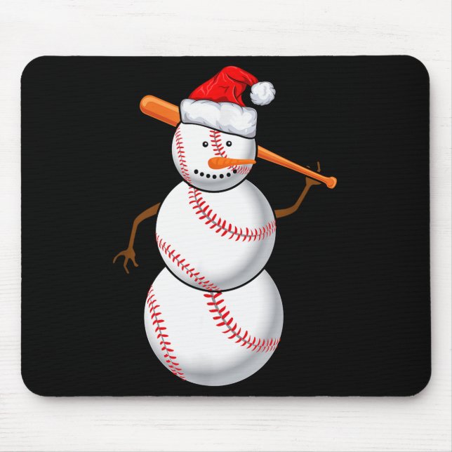 Baseball-Fan-Schneemann Lustiges Weihnachtsgeschen Mousepad (Vorne)