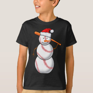 Baseball-Fan-Schneemann Lustiges Weihnachtsgeschen T-Shirt
