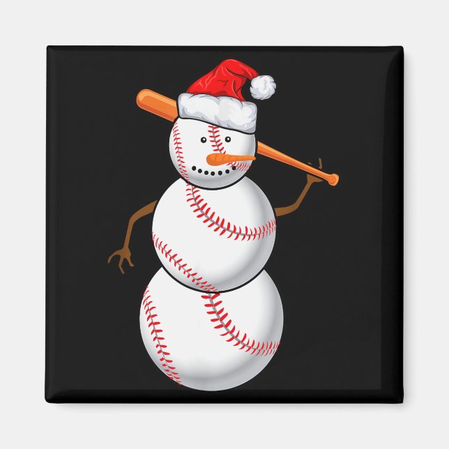 Baseball Fan Snowman Funny Christmas Gift  Magnet (Vorne)