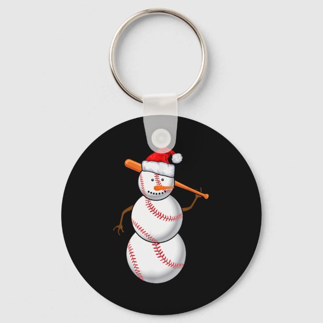 Baseball Fan Snowman Funny Christmas Gift  Schlüsselanhänger (Vorderseite)