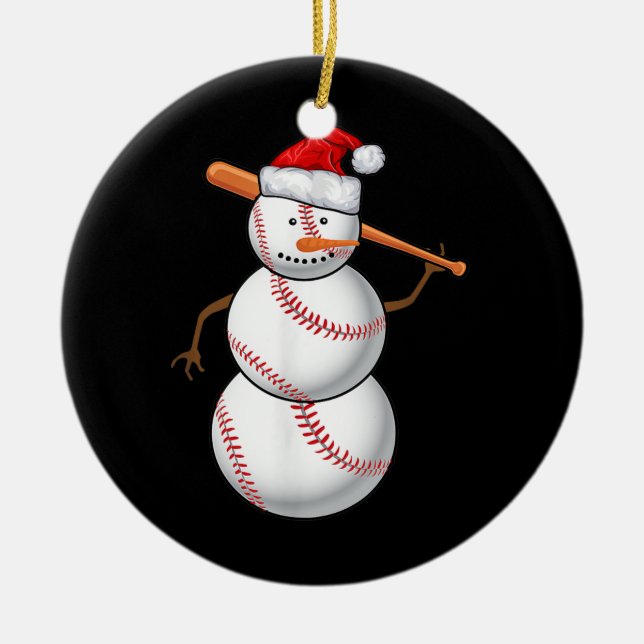 Baseball Fan Snowman Weihnachten für Männer Keramik Ornament (Vorne)