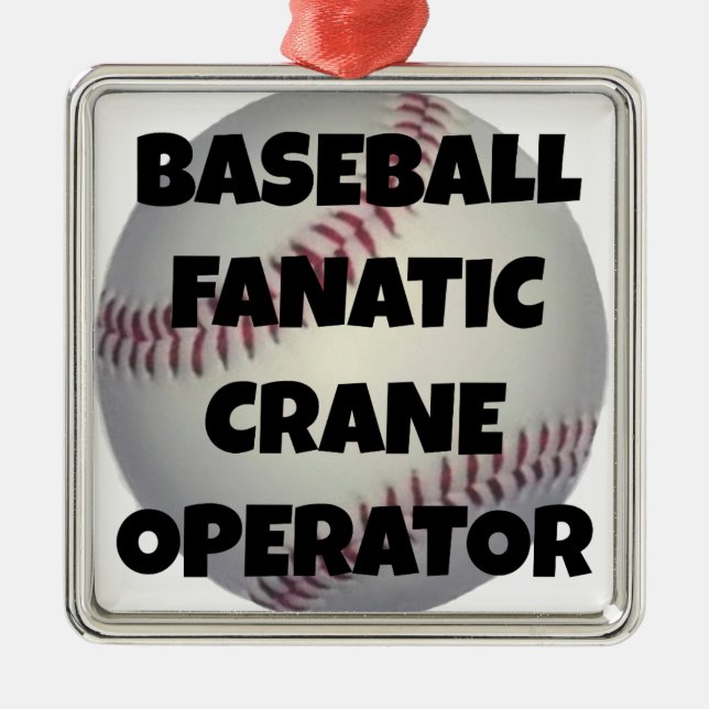 Baseball Fanatic Crane Operator Silbernes Ornament (Vorne)