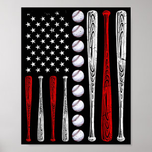 Baseball-Fans Amerikanische Flagge Unabhängigkeits Poster
