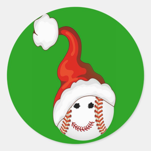 Baseball-Fans Weihnachten Runder Aufkleber (Vorderseite)