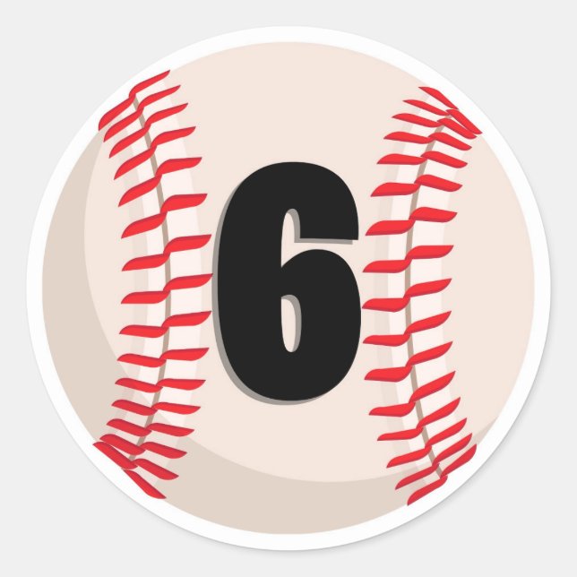 Baseball-Favorit Nummer 6 Runder Aufkleber (Vorderseite)