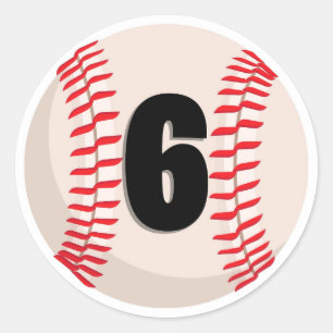 Baseball-Favorit Nummer 6 Runder Aufkleber