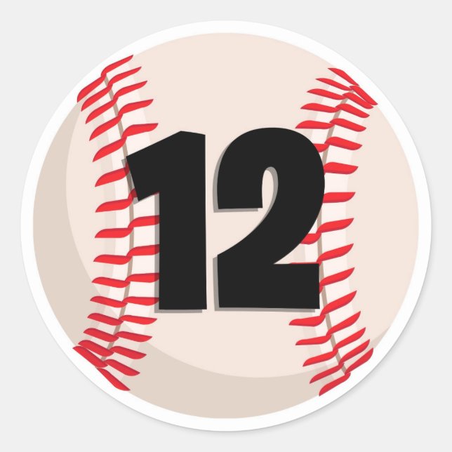 Baseball-Favoritennummer #12 Runder Aufkleber (Vorderseite)