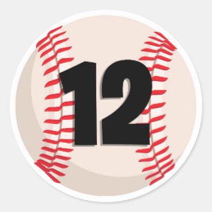 Baseball-Favoritennummer #12 Runder Aufkleber