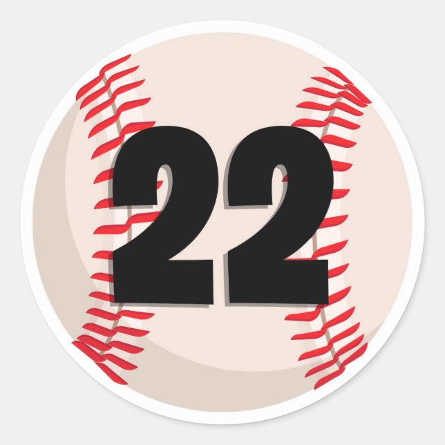 Baseball-Favoritennummer #22 Runder Aufkleber (Vorderseite)