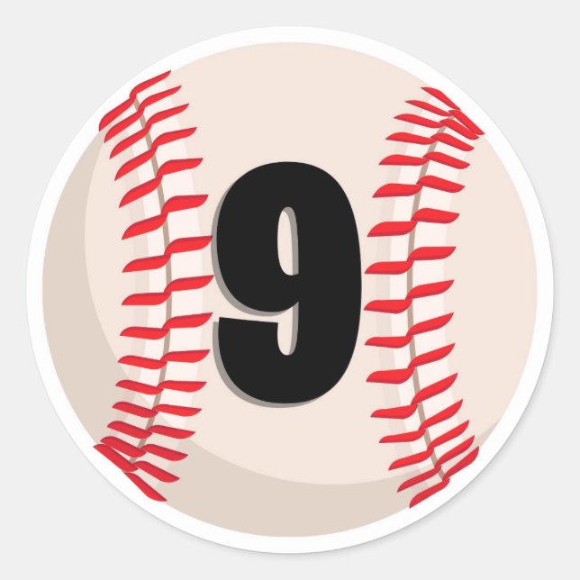 Baseball-Favoritennummer #9 Runder Aufkleber (Vorderseite)