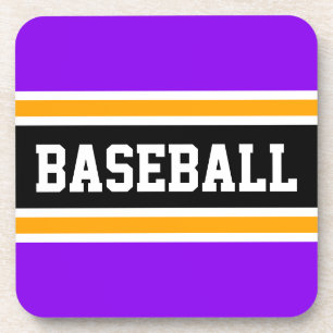 BASEBALL Fett Lila, gelbe Streifen Getränkeuntersetzer