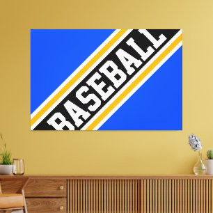 BASEBALL Fette Helle Blaue Orange Schwarze Streife Leinwanddruck