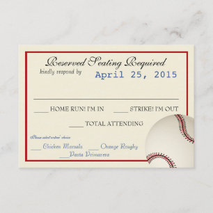 Baseball Field Pass Wedding Response Card RSVP Karte
