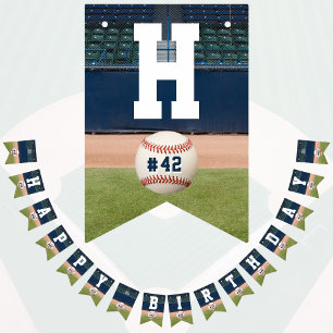 Baseball Field Team Nummer Sport Happy Geburtstag Wimpelkette