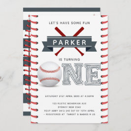 Baseball First Birthday Boy Einladung