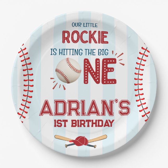 Baseball First Birthday Party Pappteller (Vorderseite)