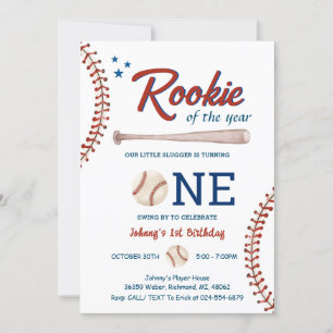 Baseball First Birthday Rookie des Jahres Foto Einladung