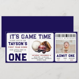 Baseball First Year Down 1st Birthday Ticket Einladung