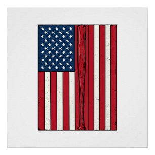 Baseball-Flagge abgenutzt Vintage-Vektor-Design_1 Poster
