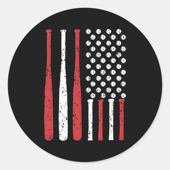 Baseball-Flagge der USA Baseball-Amerikanische Fla Runder Aufkleber (Vorderseite)
