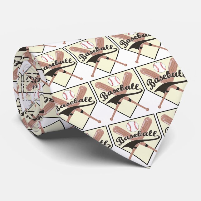 Baseball-Fledermaus und Baseball-Necktie Krawatte (Gerollt)