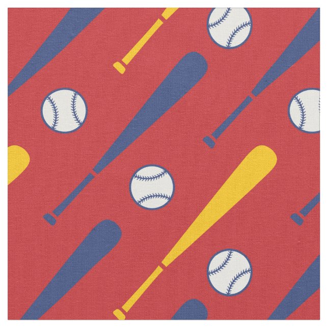 Baseball-Fledermäuse rot, gelb und blau Stoff (Nahaufnahme)
