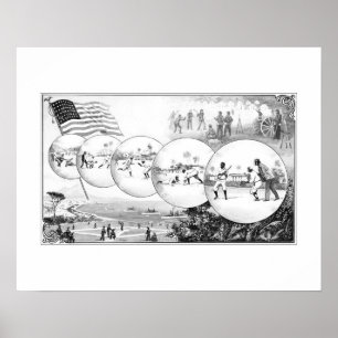 Baseball folgt der Flagge, Kunst-Druck Poster