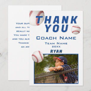 Baseball-Foto Spieler Team Trainer Dankeskarte