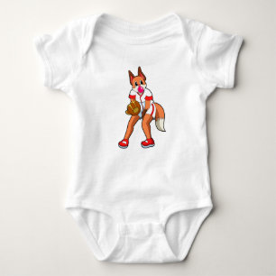 Baseball-Fox mit Baseball-Handschuh Baby Strampler
