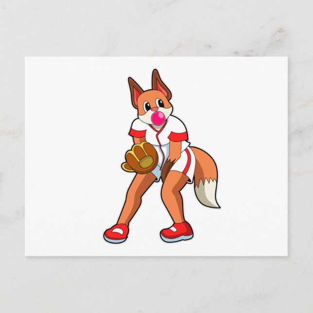 Baseball-Fox mit Baseball-Handschuh Postkarte (Vorderseite)