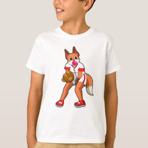 Baseball-Fox mit Baseball-Handschuh T-Shirt