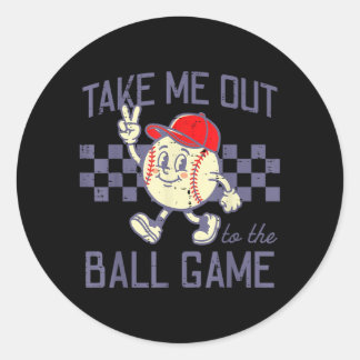 Baseball-Frieden Nimm mich mit zum Ballspiel Retro Runder Aufkleber