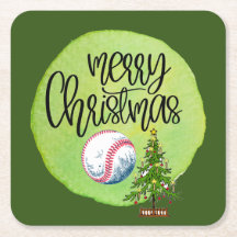 Baseball Frohe Weihnachten mit Ball und Baum 