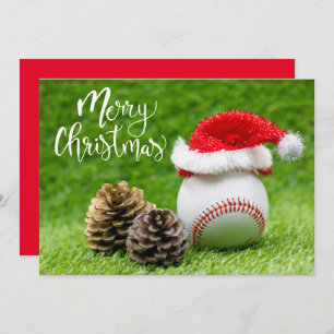 Baseball Frohe Weihnachten mit Weihnachtsmannmütze