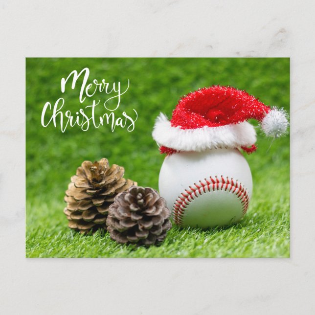Baseball Frohe Weihnachten mit Weihnachtsmannmütze (Vorderseite)