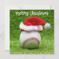 Baseball Frohe Weihnachten mit Weihnachtsmannmütze