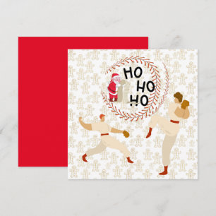 Baseball Frohe Weihnachtsspieler und Weihnachtsman Karte