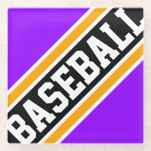 BASEBALL Fun Bright Lila Black Racing Streifen Glasuntersetzer