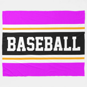 BASEBALL Fun Bright Pink Black Athletic Streifen Fleecedecke