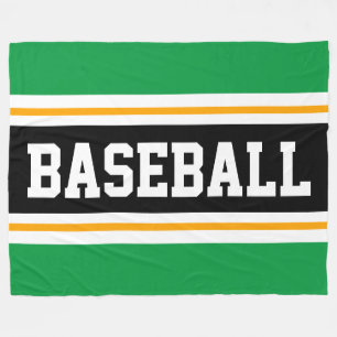 BASEBALL Fun Green Yellow Black Athletic Streifen Fleecedecke