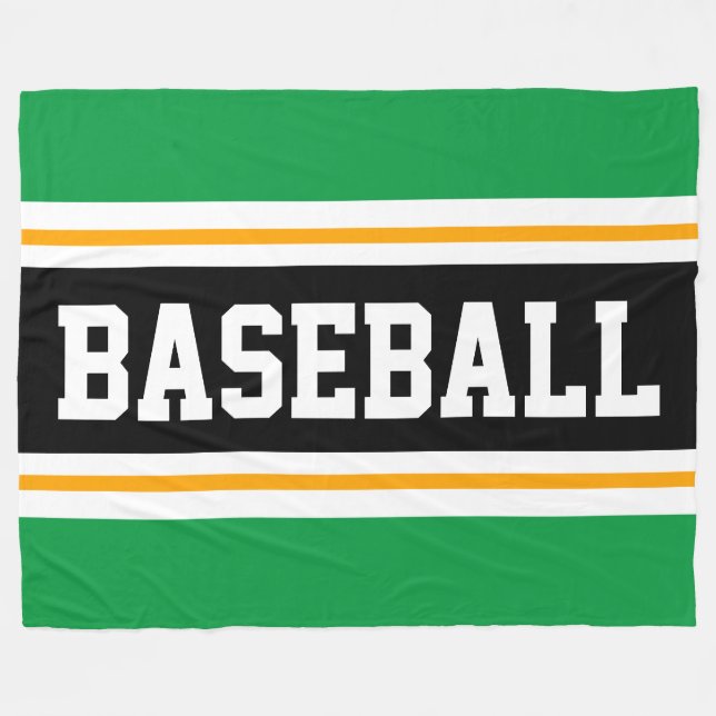 BASEBALL Fun Green Yellow Black Athletic Streifen Fleecedecke (Vorderseite (Horizontal))