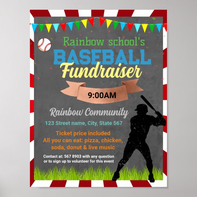 Baseball Fundraiser-Vorlage Poster (Vorne)