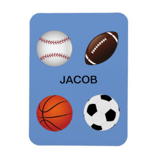 Baseball, Fußball, Fußball und Basketball Magnet