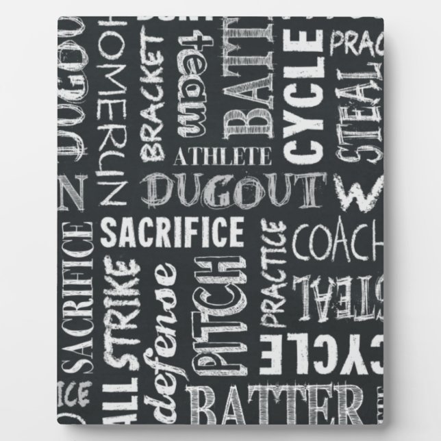 Baseball Game Chalkboard Worte Fotoplatte (Vorderseite)