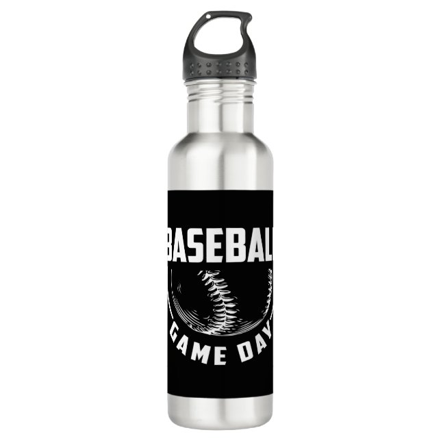 Baseball Game Day Edelstahlflasche (Vorderseite)